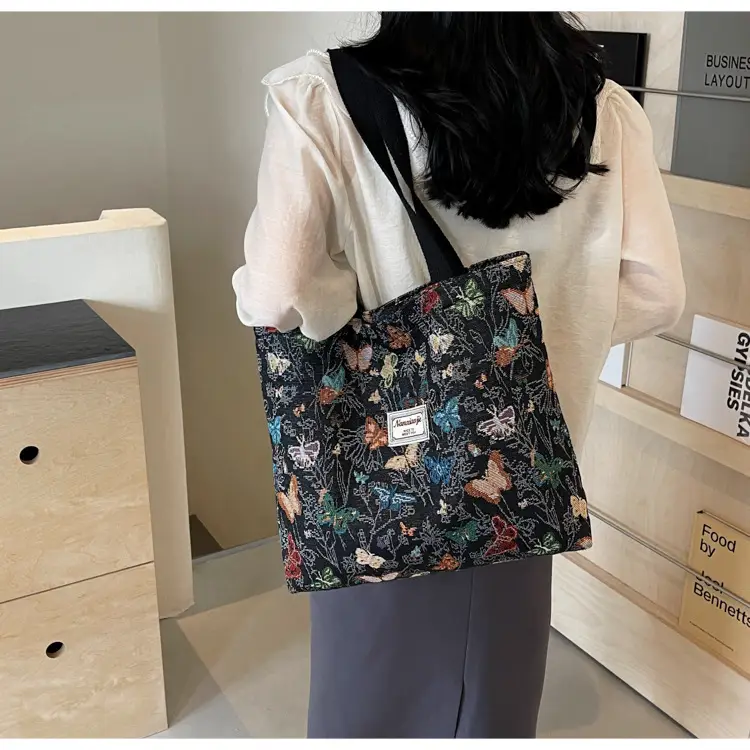 Large Capacity Butterfly Canvas Tote Bag Women — feature 24