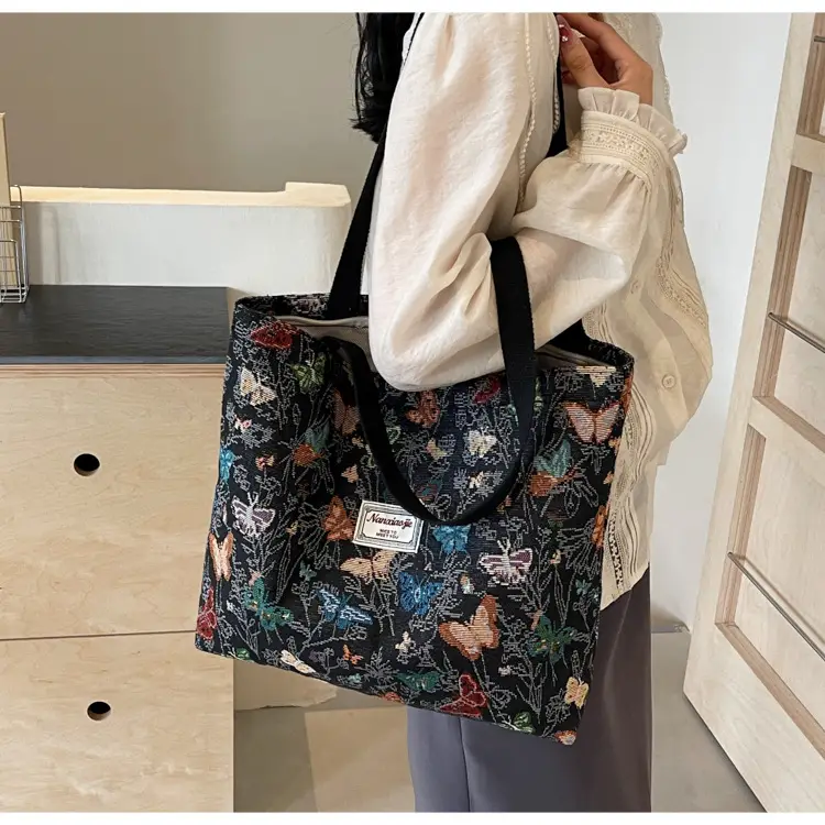 Large Capacity Butterfly Canvas Tote Bag Women — feature 26