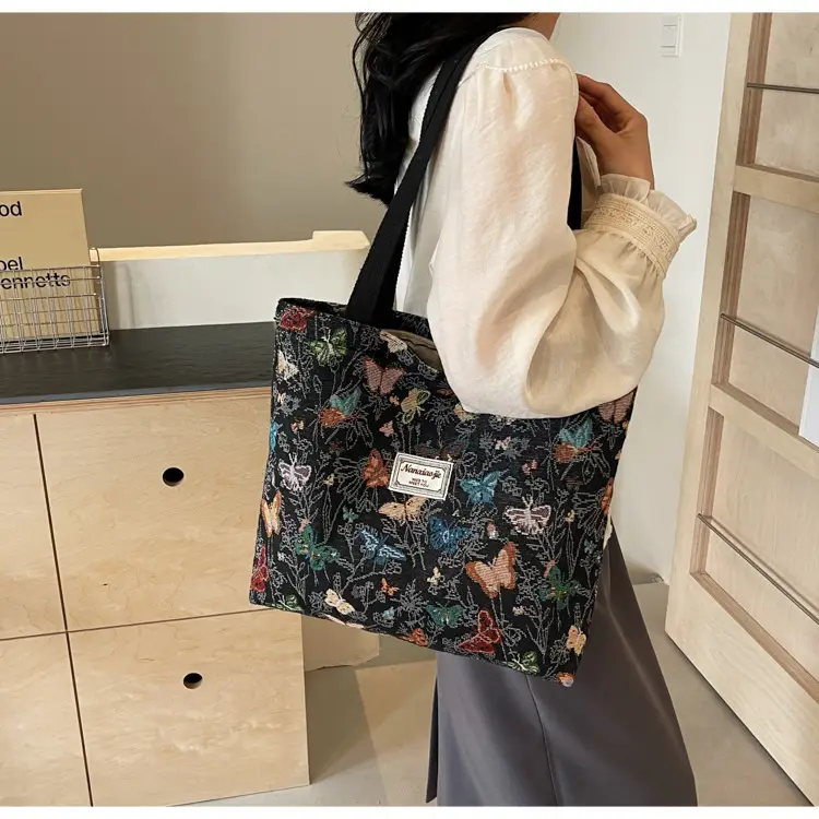Large Capacity Butterfly Canvas Tote Bag Women — feature 27