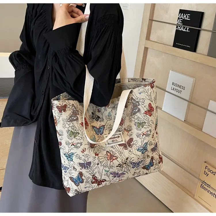 Large Capacity Butterfly Canvas Tote Bag Women — feature 30