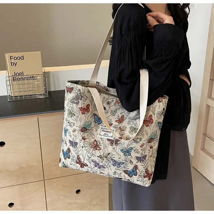 Large Capacity Butterfly Canvas Tote Bag Women — feature 32