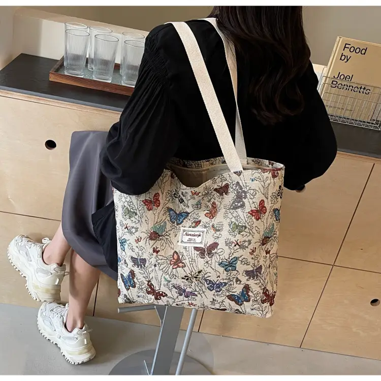 Large Capacity Butterfly Canvas Tote Bag Women — feature 34