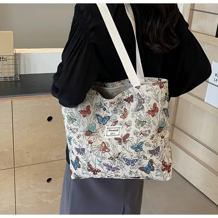 Large Capacity Butterfly Canvas Tote Bag Women — feature 35