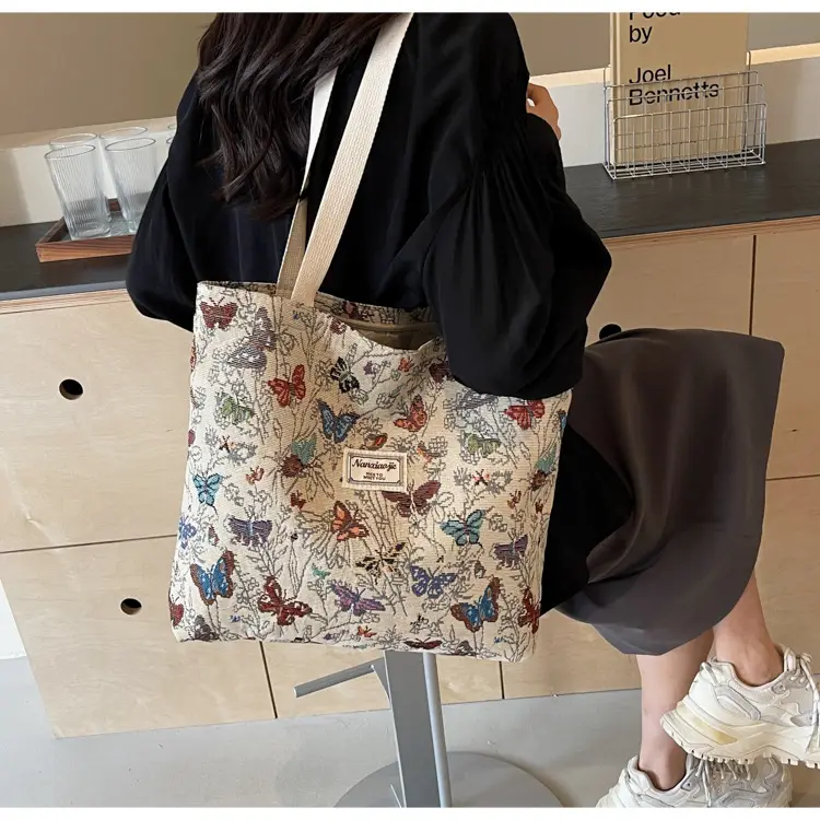 Large Capacity Butterfly Canvas Tote Bag Women — feature 36