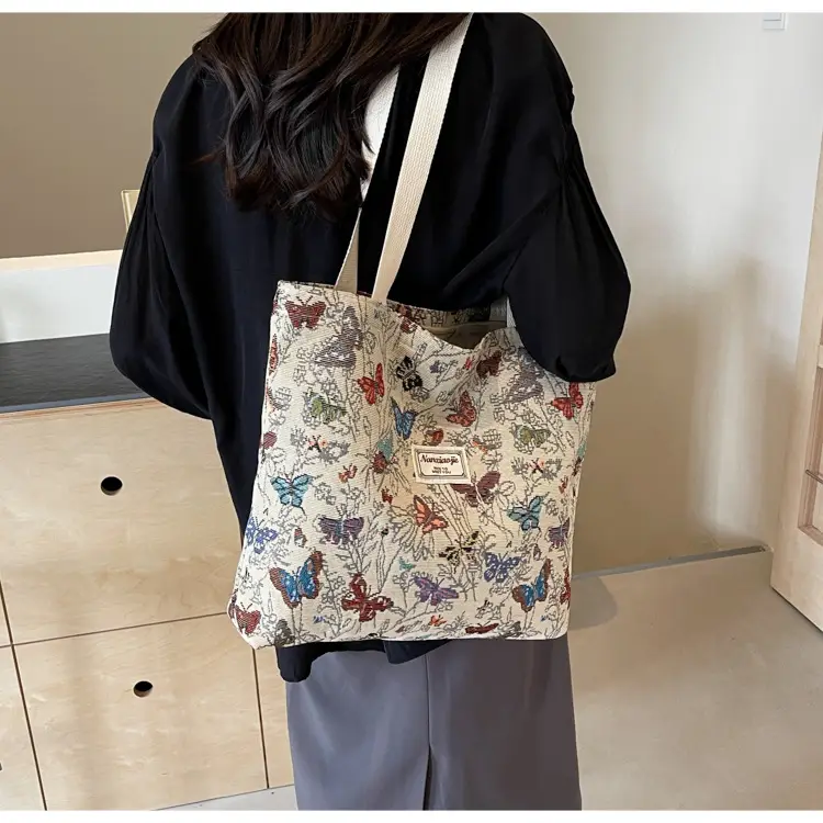 Large Capacity Butterfly Canvas Tote Bag Women — feature 37