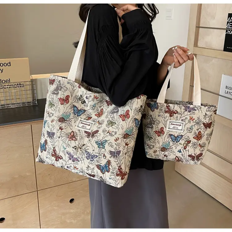 Large Capacity Butterfly Canvas Tote Bag Women — feature 39