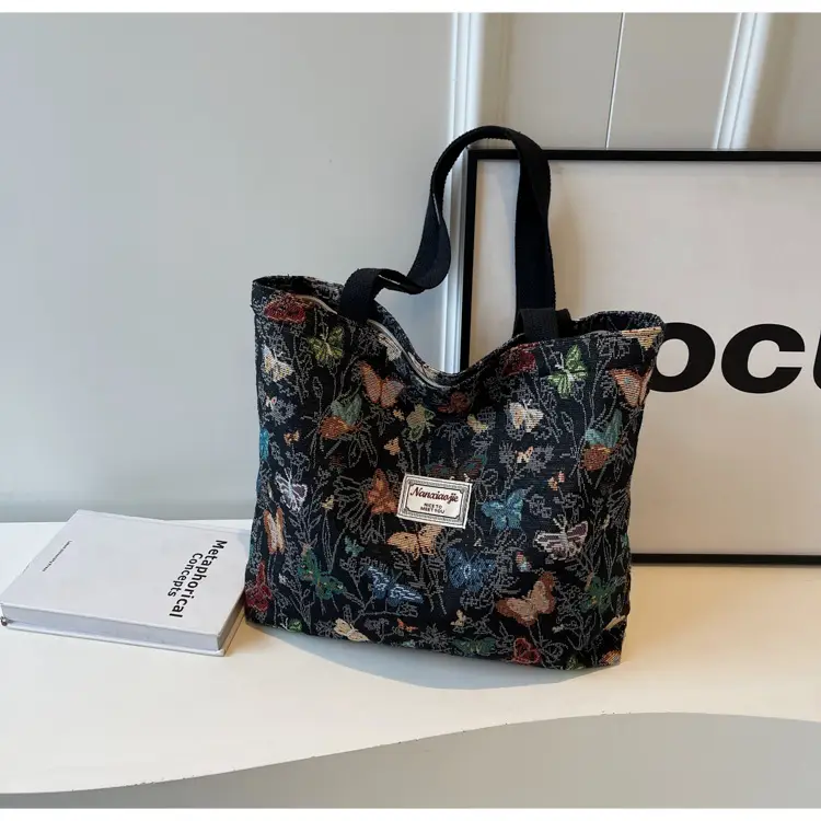 Large Capacity Butterfly Canvas Tote Bag Women — feature 42