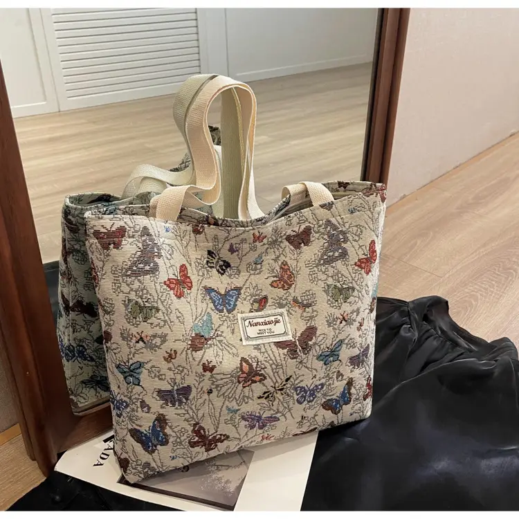 Large Capacity Butterfly Canvas Tote Bag Women — feature 8