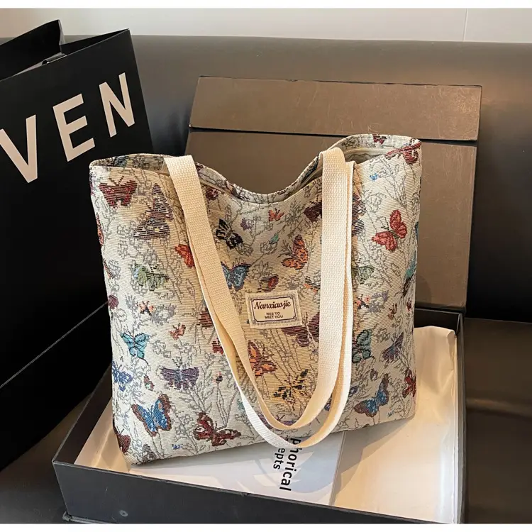 Large Capacity Butterfly Canvas Tote Bag Women — feature 9