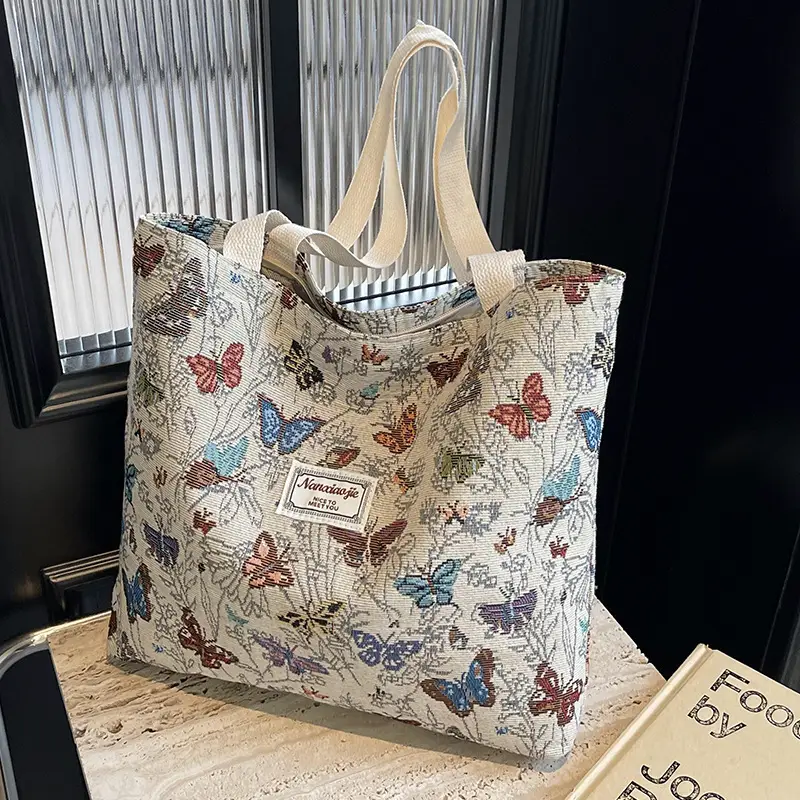 Large Capacity Butterfly Canvas Tote Bag Women - Image 2