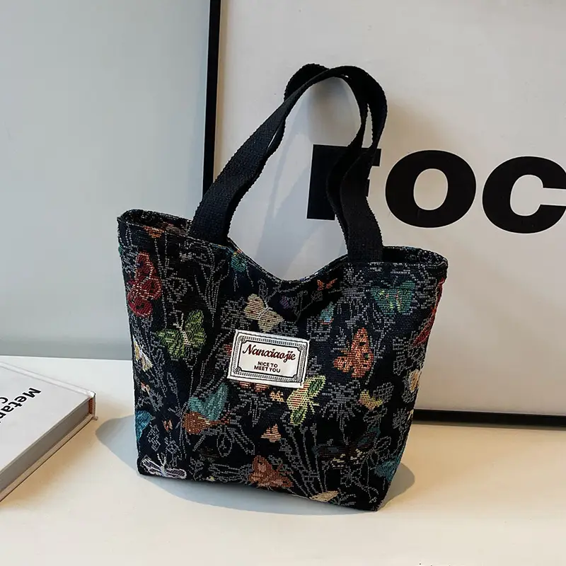 Large Capacity Butterfly Canvas Tote Bag Women - Image 3