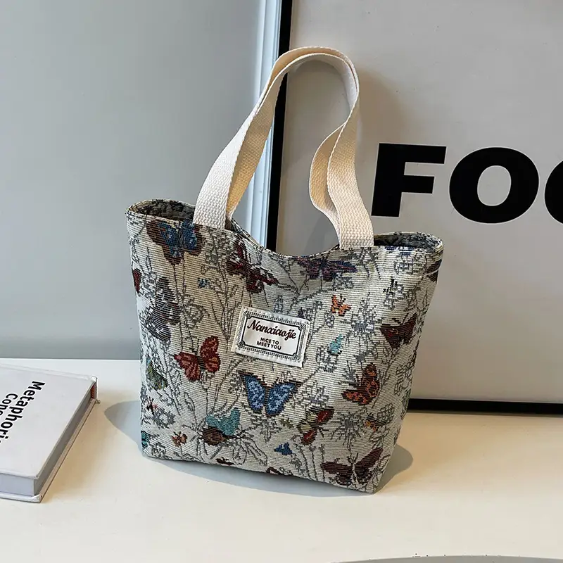 Large Capacity Butterfly Canvas Tote Bag Women - Image 4