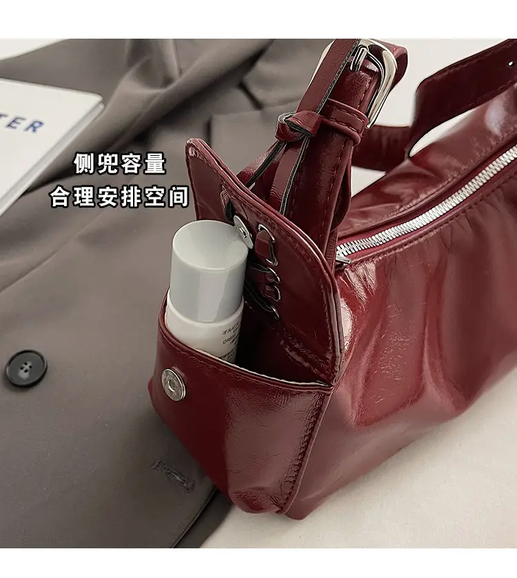 Retro Red Soft Leather Commuter Bag for Women — feature 11