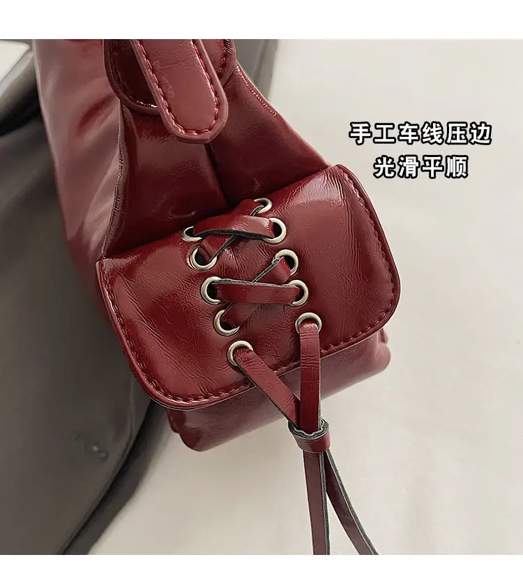 Retro Red Soft Leather Commuter Bag for Women — feature 14