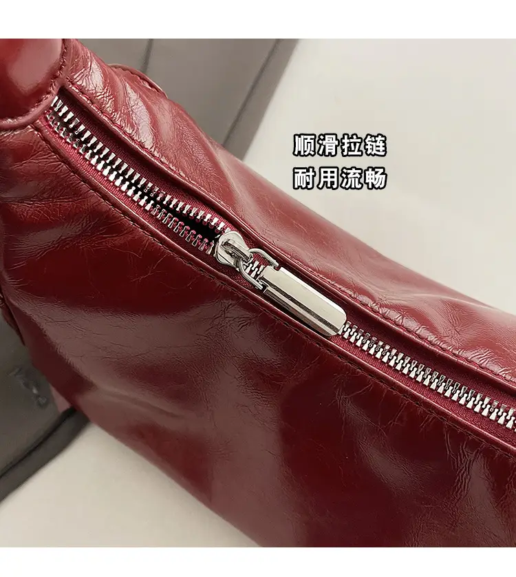 Retro Red Soft Leather Commuter Bag for Women — feature 15