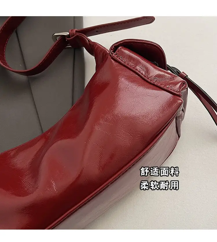 Retro Red Soft Leather Commuter Bag for Women — feature 16