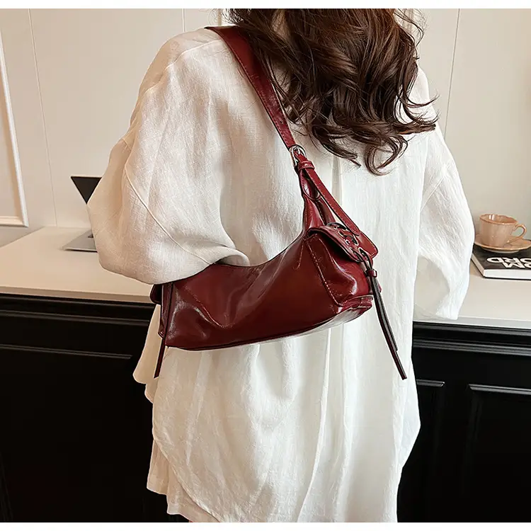 Retro Red Soft Leather Commuter Bag for Women — feature 19