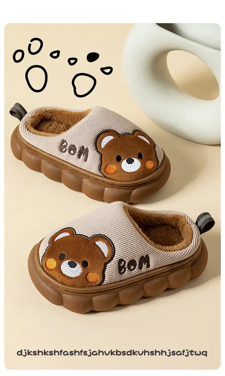 Children's Cotton Slippers for Boys and Girls in Autumn and Winter, Cute and Warm Furry Kidsren's Non-Slip Boys' Baby Home Slippers — feature 2