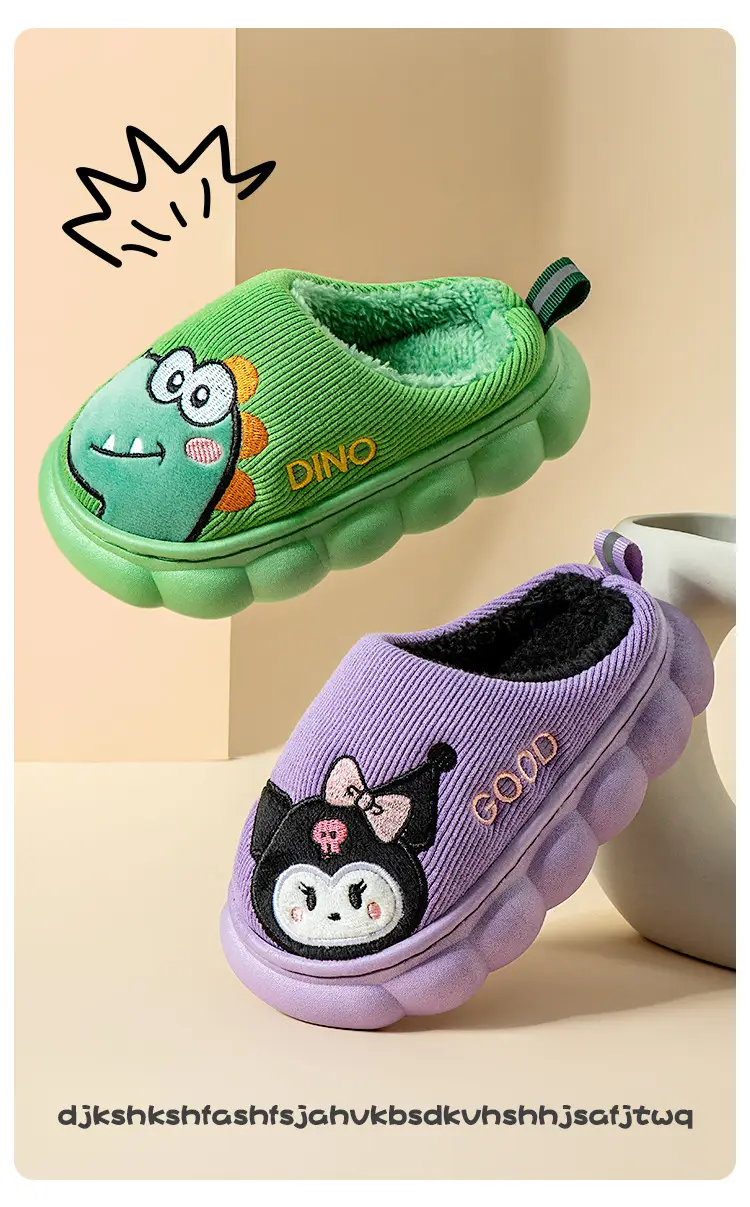 Children's Cotton Slippers for Boys and Girls in Autumn and Winter, Cute and Warm Furry Kidsren's Non-Slip Boys' Baby Home Slippers — feature 3