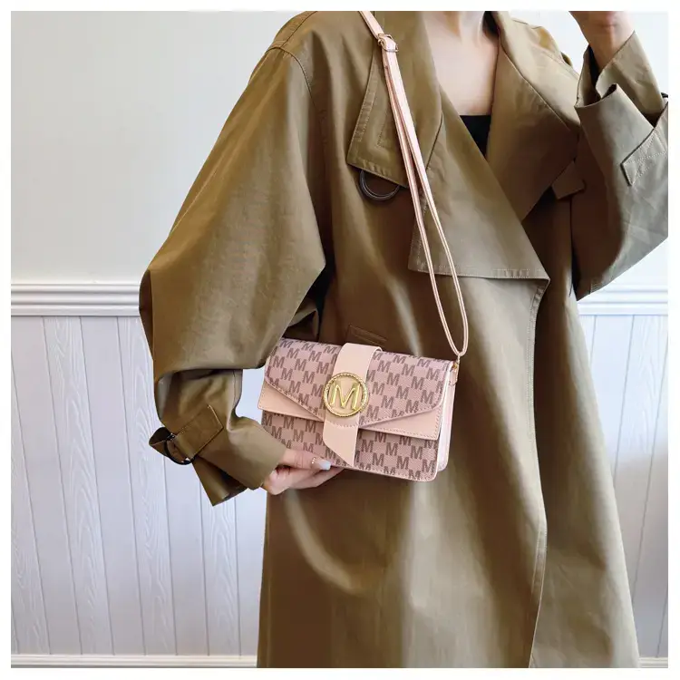 Women's Black Monogram Shoulder Bag with Gold Logo — feature 14