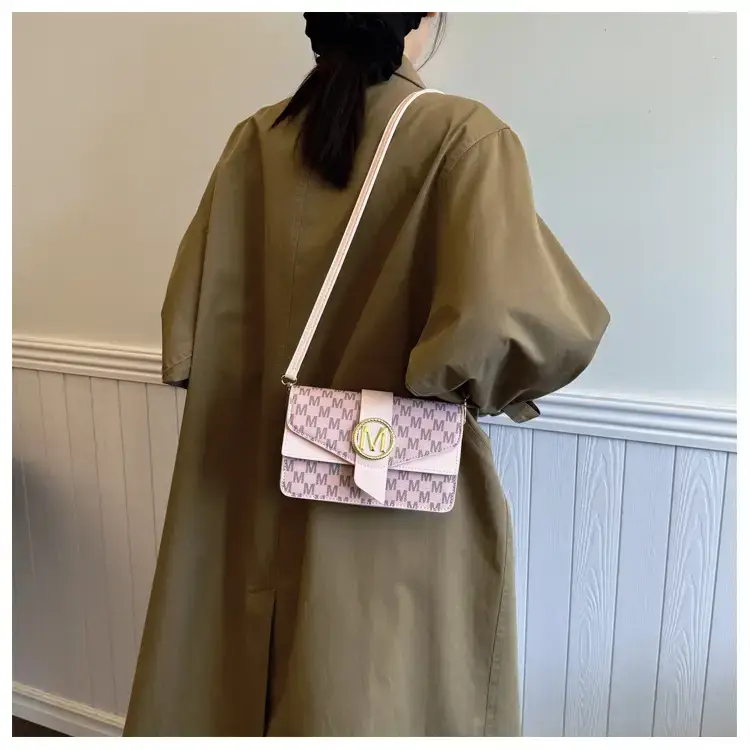 Women's Black Monogram Shoulder Bag with Gold Logo — feature 15