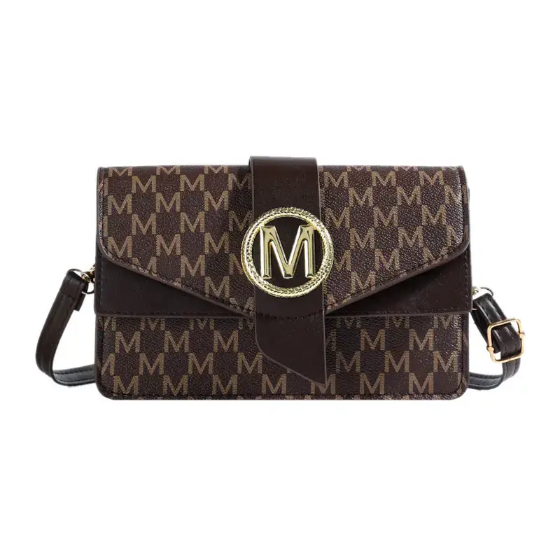 Women's Black Monogram Shoulder Bag with Gold Logo - Image 4