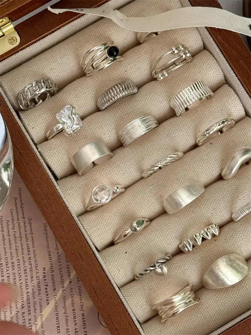 Niche Retro S925 Sterling Silver Plain Ring Ring Women's Color-free Light Luxury High-end Finger Ring All-match Open Ring — feature 5