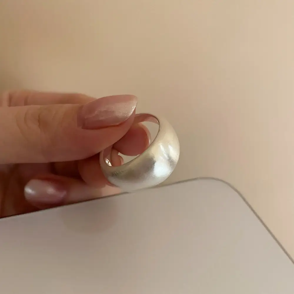 Niche Retro S925 Sterling Silver Plain Ring Ring Women's Color-free Light Luxury High-end Finger Ring All-match Open Ring