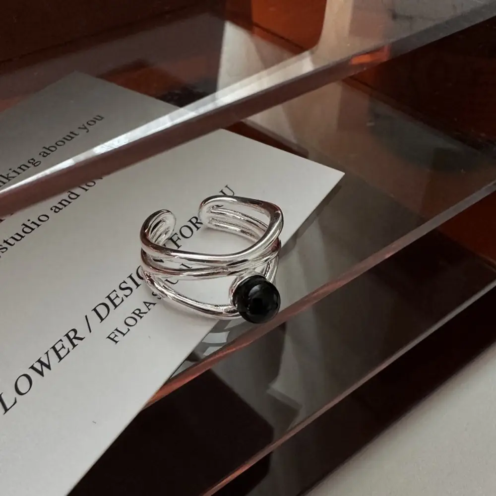 Niche Retro S925 Sterling Silver Plain Ring Ring Women's Color-free Light Luxury High-end Finger Ring All-match Open Ring