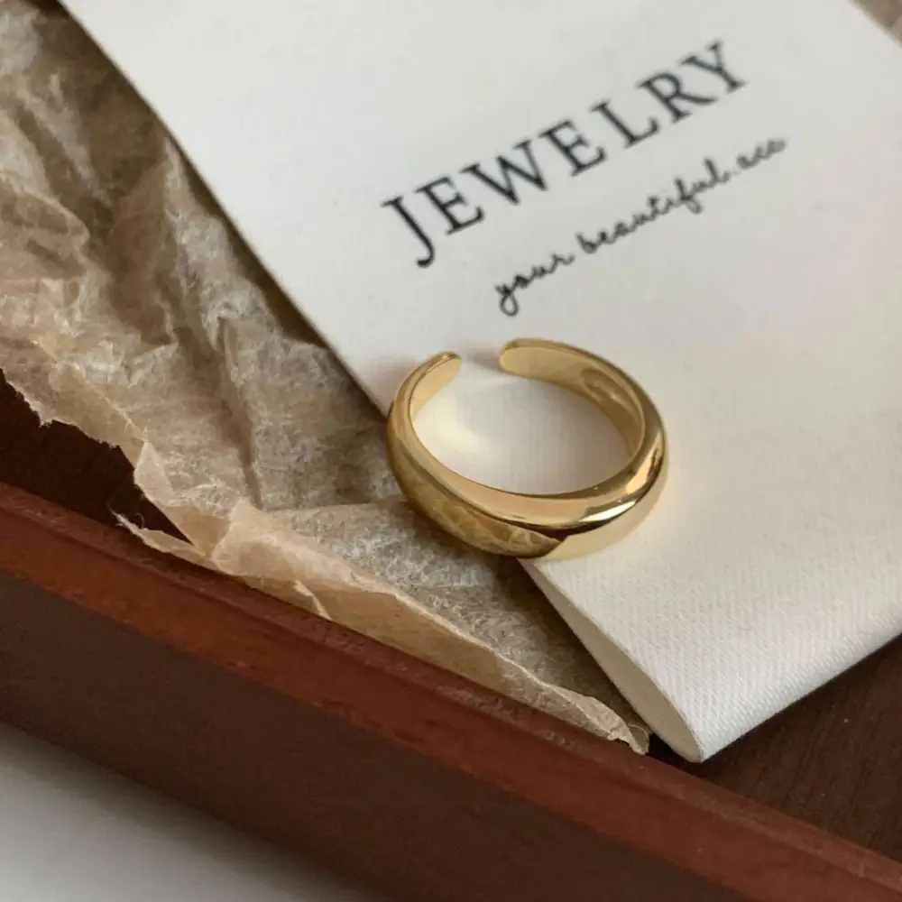 Niche Retro S925 Sterling Silver Plain Ring Ring Women's Color-free Light Luxury High-end Finger Ring All-match Open Ring