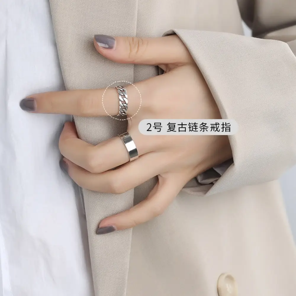 Niche Retro S925 Sterling Silver Plain Ring Ring Women's Color-free Light Luxury High-end Finger Ring All-match Open Ring