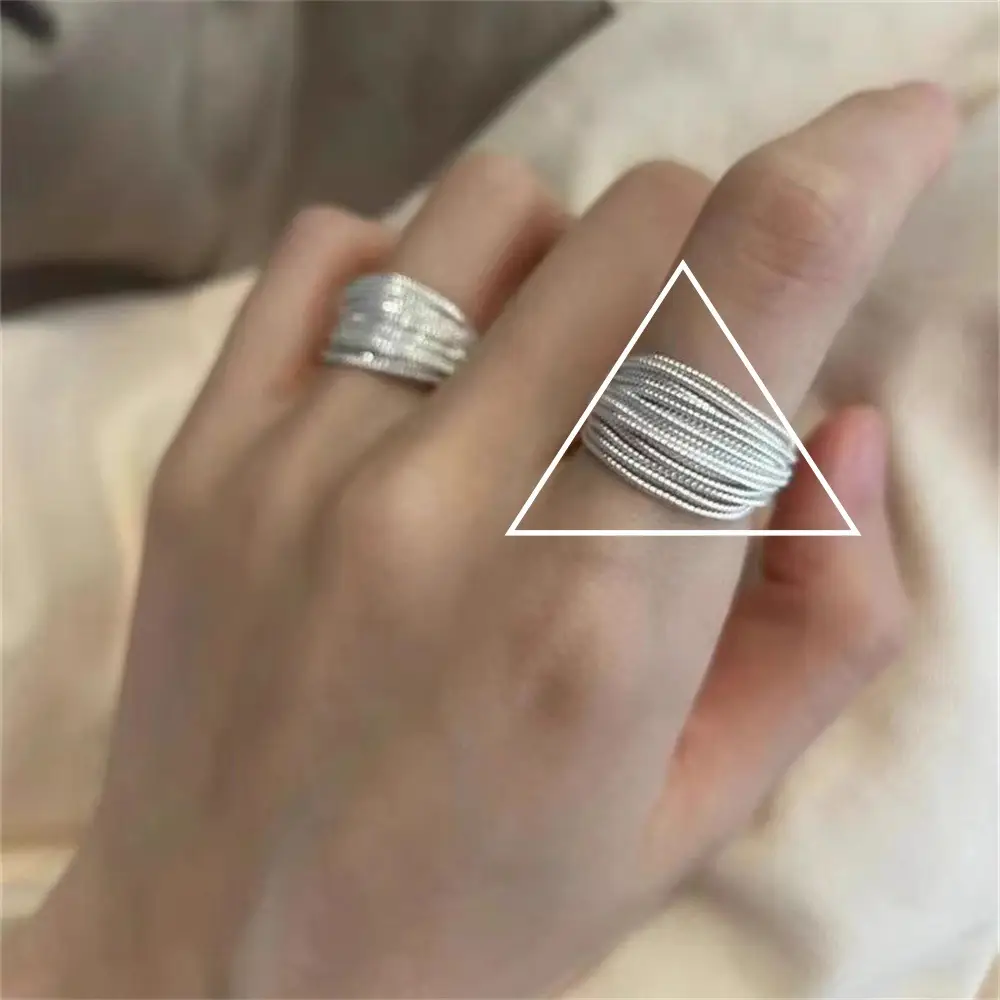 Niche Retro S925 Sterling Silver Plain Ring Ring Women's Color-free Light Luxury High-end Finger Ring All-match Open Ring