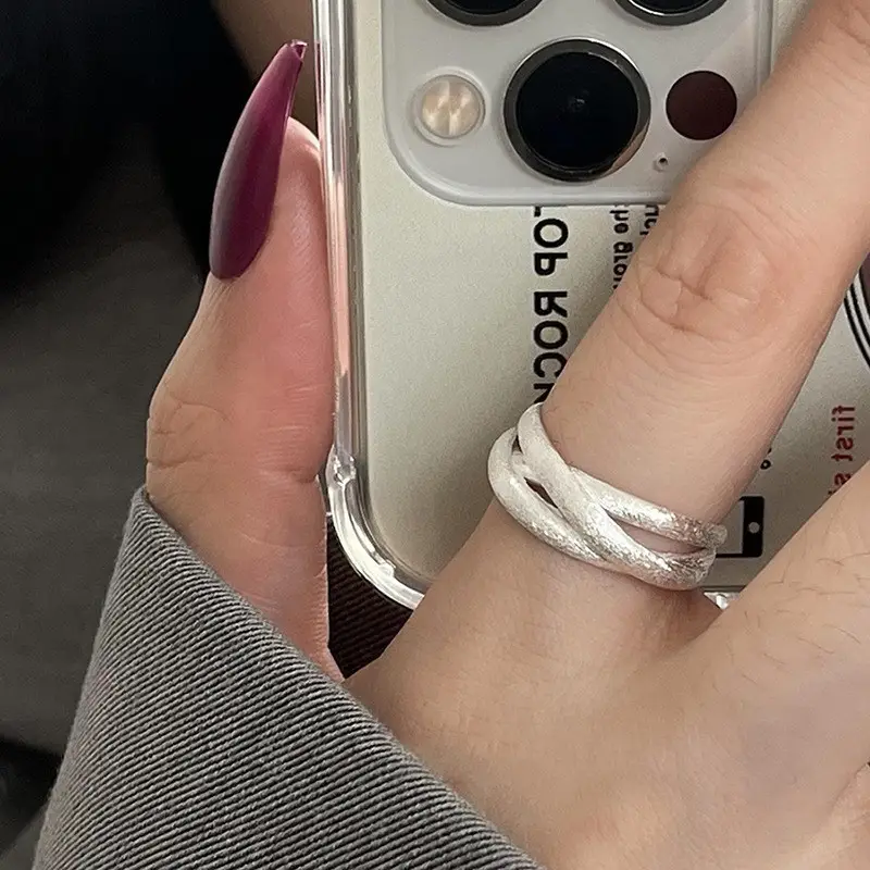 Niche Retro S925 Sterling Silver Plain Ring Ring Women's Color-free Light Luxury High-end Finger Ring All-match Open Ring
