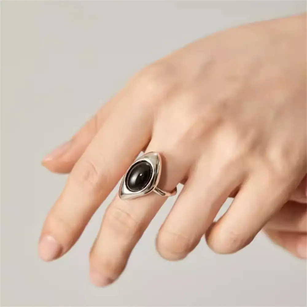 Niche Retro S925 Sterling Silver Plain Ring Ring Women's Color-free Light Luxury High-end Finger Ring All-match Open Ring