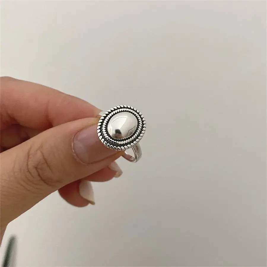 Niche Retro S925 Sterling Silver Plain Ring Ring Women's Color-free Light Luxury High-end Finger Ring All-match Open Ring