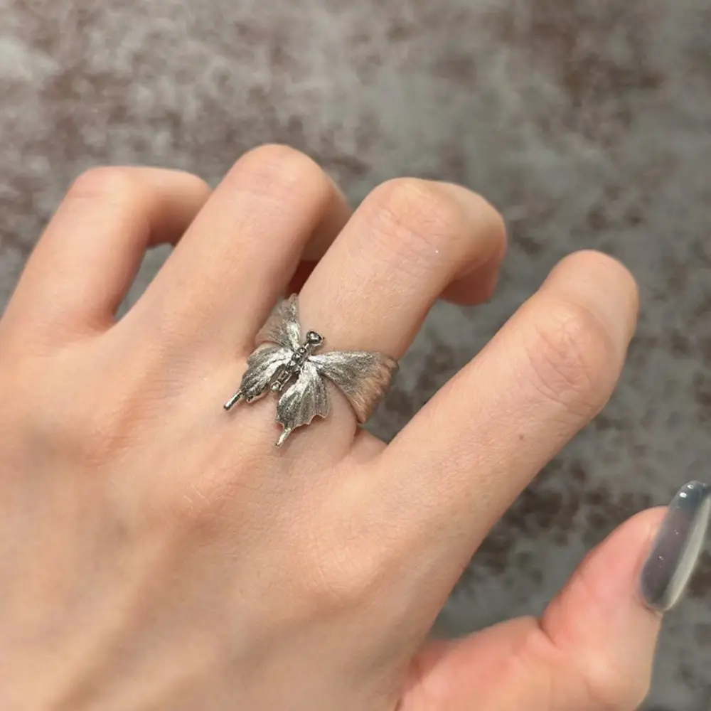 Niche Retro S925 Sterling Silver Plain Ring Ring Women's Color-free Light Luxury High-end Finger Ring All-match Open Ring