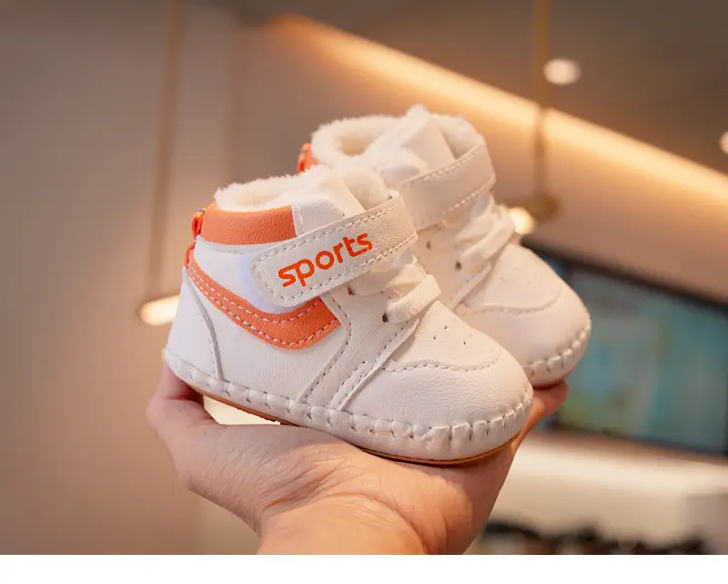 White Fleece Baby Shoes 0-1Yr Non-Slip Winter — feature 3