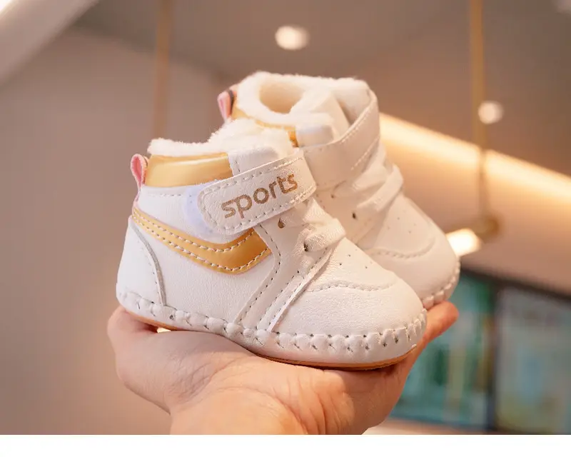 White Fleece Baby Shoes 0-1Yr Non-Slip Winter — feature 5