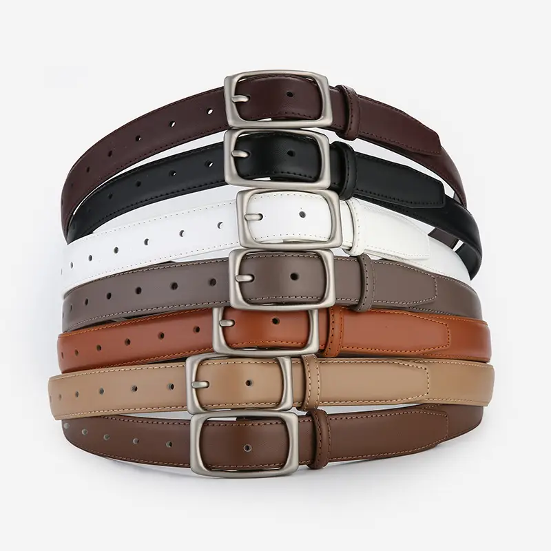 Genuine Leather Belt Women's Unisex Cowhide Belt Black - Image 9