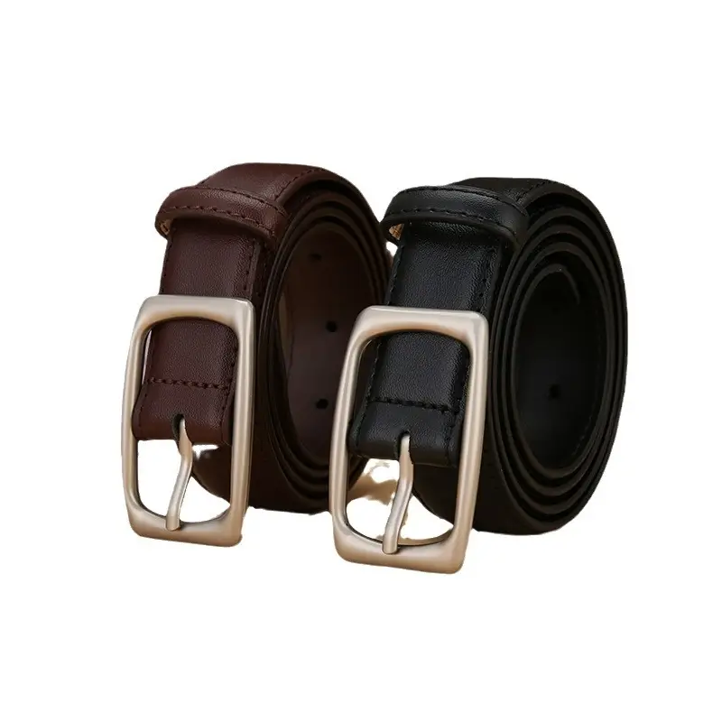 Genuine Leather Belt Women's Unisex Cowhide Belt Black - Image 12
