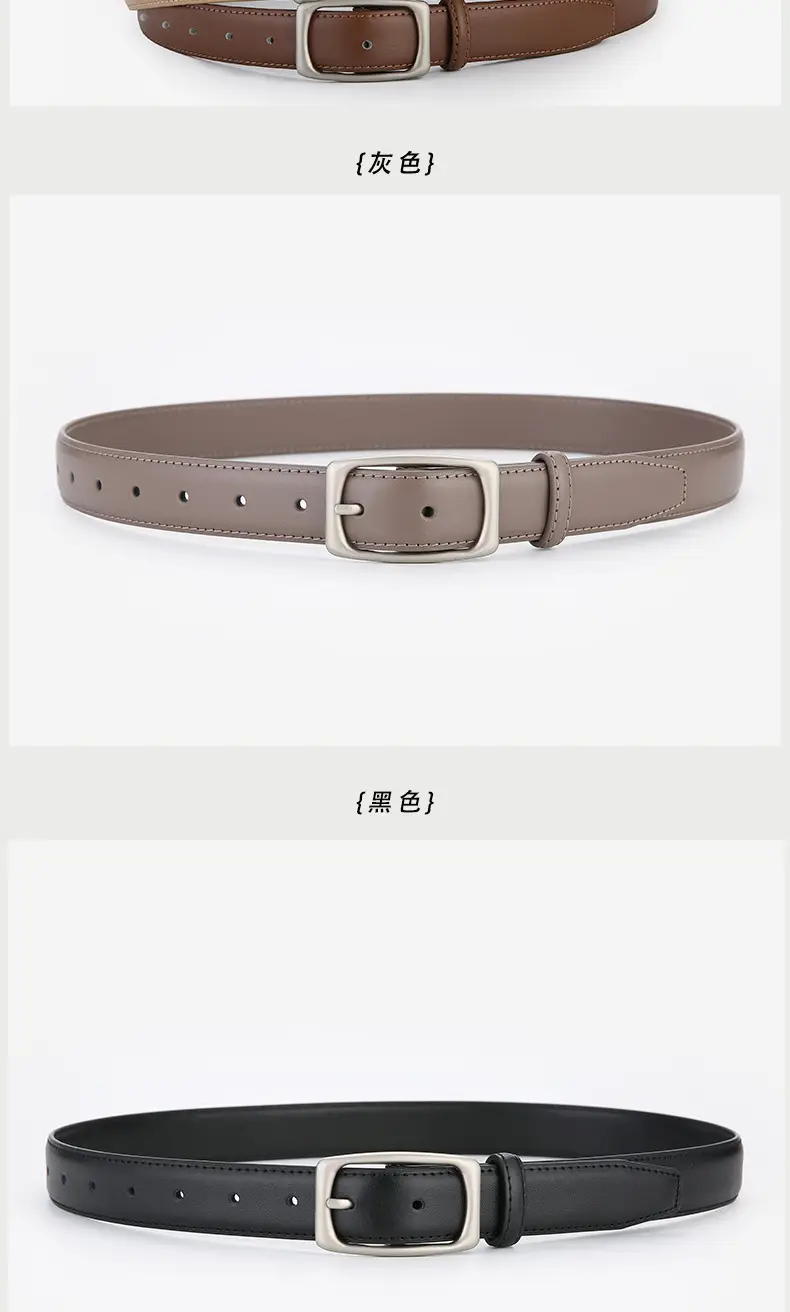 Genuine Leather Belt Women's Unisex Cowhide Belt Black — feature 7