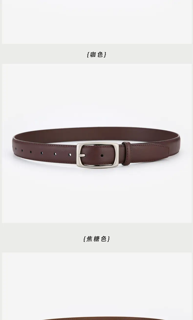 Genuine Leather Belt Women's Unisex Cowhide Belt Black — feature 8