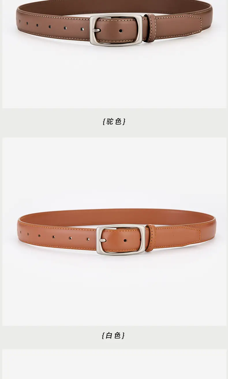 Genuine Leather Belt Women's Unisex Cowhide Belt Black — feature 9