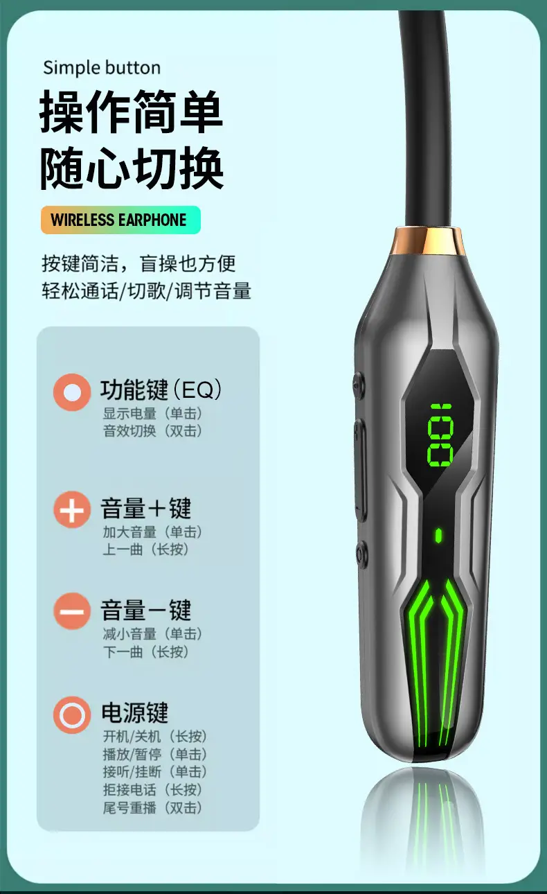 Wireless Bluetooth Headset with Digital Display & Magnetic Suction β feature 9