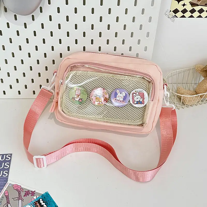 Pink Transparent Shoulder Crossbody Bag for Girls