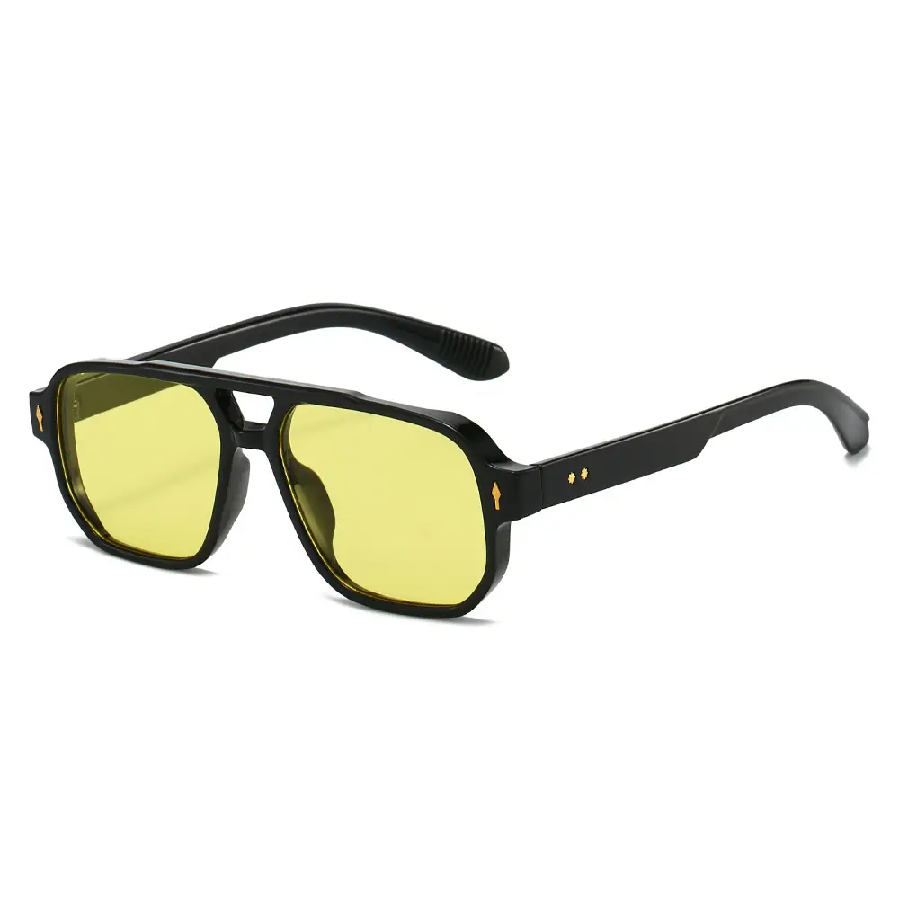 Men's Double Bridge Rice Nail Sunglasses Black