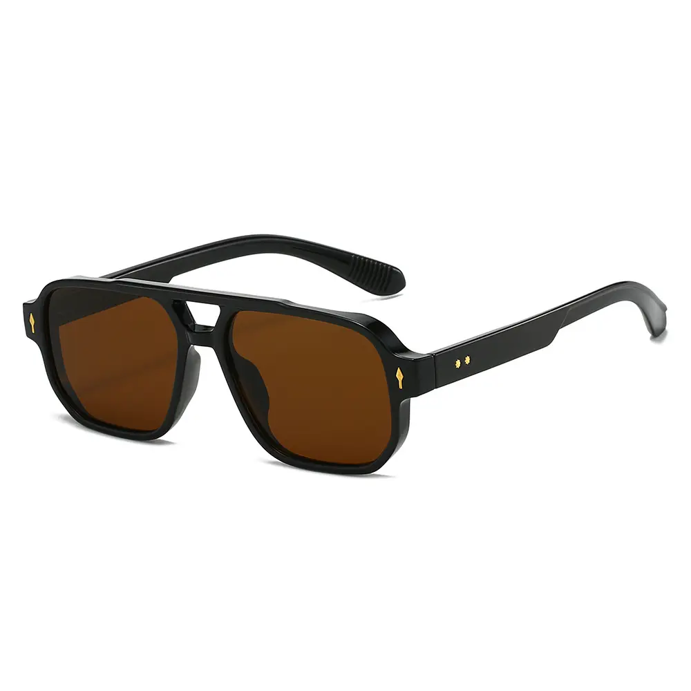 Men's Double Bridge Rice Nail Sunglasses Black