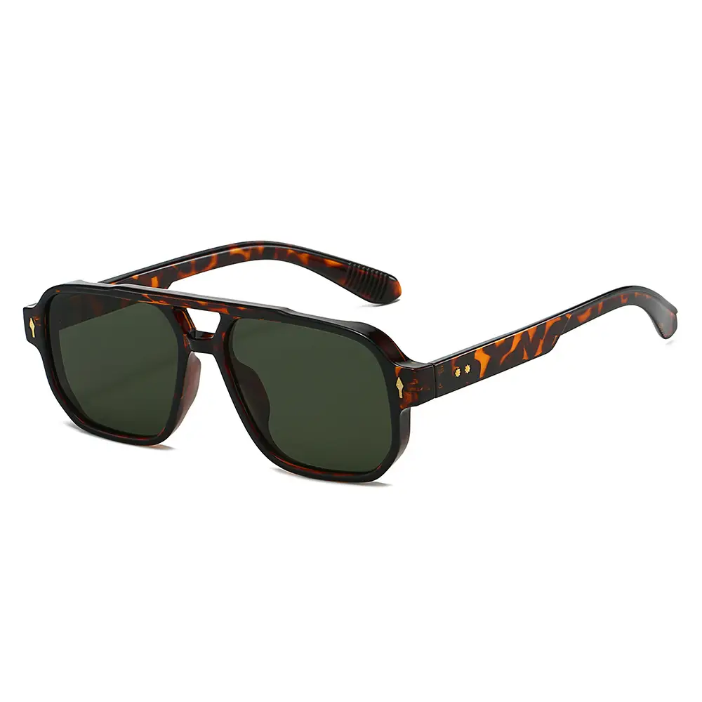 Men's Double Bridge Rice Nail Sunglasses Black