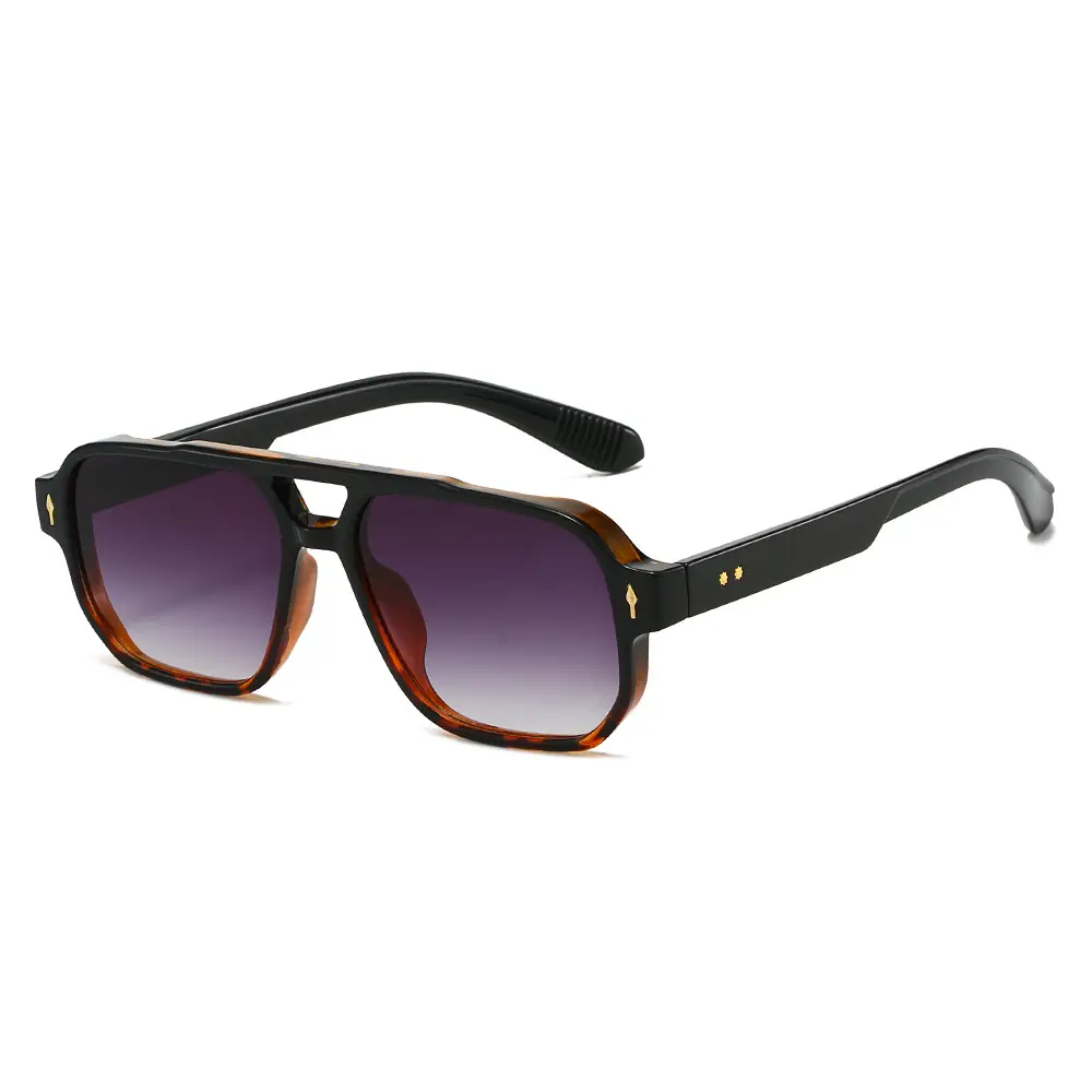 Men's Double Bridge Rice Nail Sunglasses Black