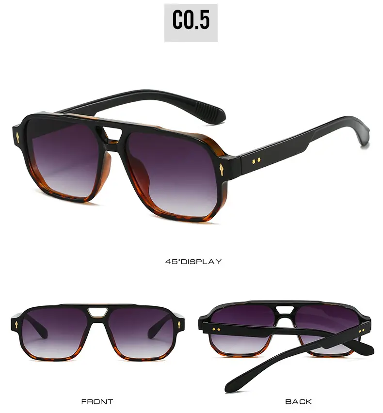 Men's Double Bridge Rice Nail Sunglasses Black — feature 11